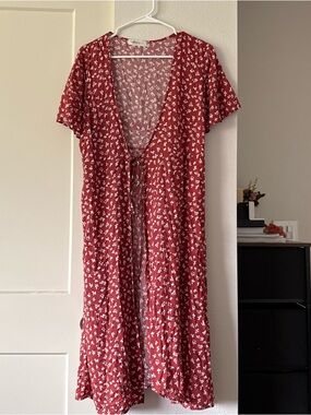 mahina Red Floral Midi Dress
